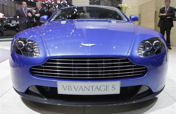 A new Aston Martin V8 Vantage S car is displayed during the first media day of the 81st Geneva International Motor Show at the Palexpo in Geneva March 1, 2011. (REUTERS)