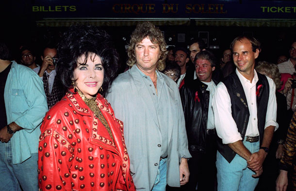 Elizabeth Taylor arrives with husband Larry Fortensky at a benefit performance of Cirque du Soleil's production of Saltimbanco, a unique circus without animals, for the Elizabeth Taylor AIDS Foundation in Santa Monica in this October 9, 1992 file photo. Taylor, one of the most alluring actresses of the 20th century, died on March 23, 2011 at age 79, her publicists said. (REUTERS)