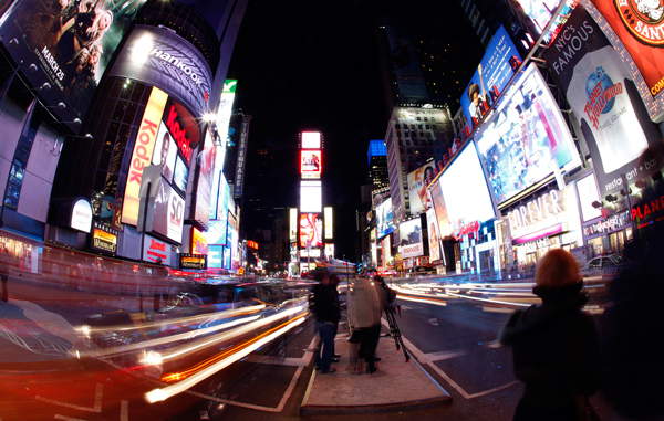 A view of Times Square before Earth Hour in New York. Cities throughout the world took part in Earth Hour Saturday, during which lights were shut off for one hour at 8:30 p.m. local time in a show of support for renewable energy. (REUTERS)