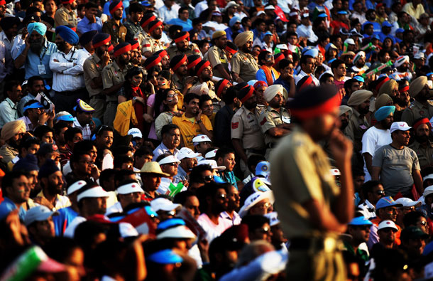 Spectators enjoy the atmosphere during the 2011 ICC World Cup second Semi-Final between India and Pakistan at Punjab Cricket Association (PCA) Stadium on March 30, 2011 in Mohali, India. (GETTY/GALLO)