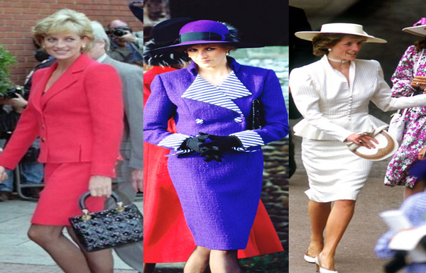 Her skirt suits went from crisp and lean to traditional peplum jackets. Power dressing, Princess-style. With a hat, of course. (AGENCIES)