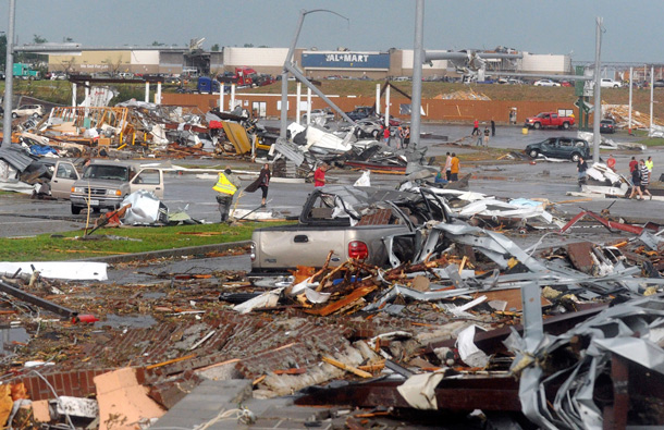 Damage is seen in Joplin, Mo. after a tornado struck the city on Sunday evening. (AP)