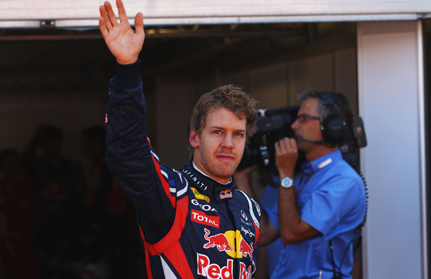 Sebastian Vettel of Germany and Red Bull Racing celebrates finishing first during qualifying for the Monaco Formula One Grand Prix at the Monte Carlo Circuit in Monte Carlo, Monaco. (GETTY/GALLO)