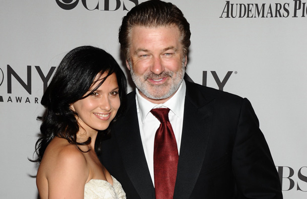 Alec Baldwin, right, and his unidentified guest arrive at the 65th annual Tony Awards in New York. (AP)