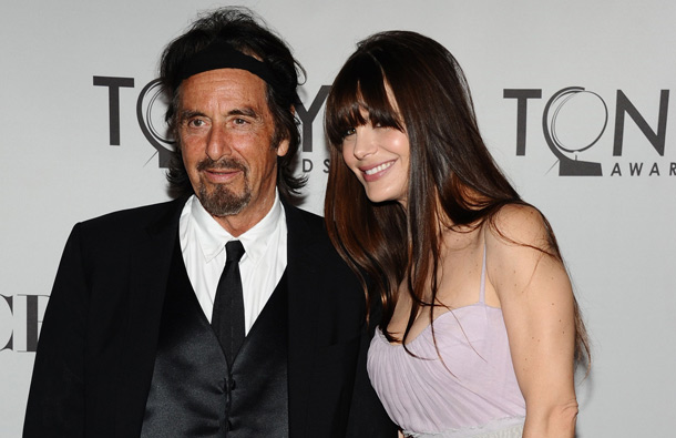 Al Pacino, left, and Lucila Sola arrive at the 65th annual Tony Awards in New York. (AP)