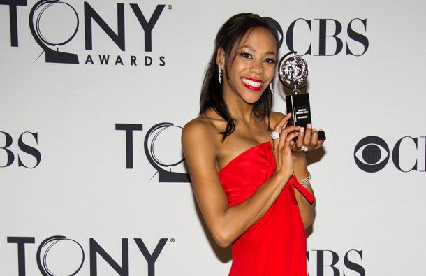 Nikki M. James appears backstage at the 65th annual Tony Awards in New York. (AP)