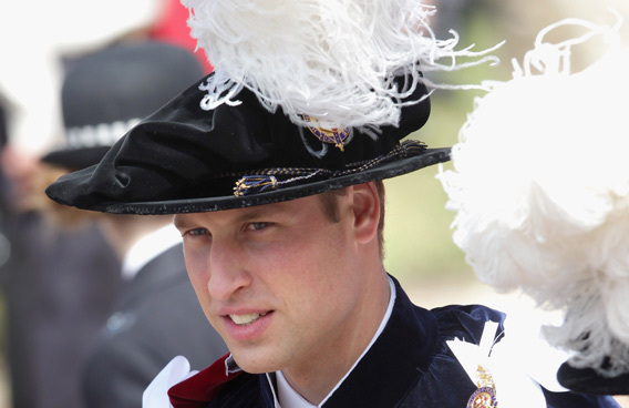 Prince William, Duke of Cambridge arrives for the Garter Service at St George's Chapel in Windsor Castle on June 13, 2011 in Windsor, England. The Order of the Garter is the senior and oldest British Order of Chivalry, founded by Edward III in 1348. (AFP)