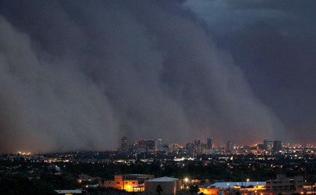 A giant dust storm covers Phoenix, Ariz., Tuesday, July 5, 2011. (AP)