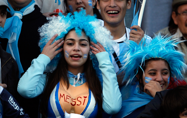 Argentina soccer fans are seen before a Copa America quarterfinal soccer match with Uruguay in Santa Fe, Argentina. (AP)