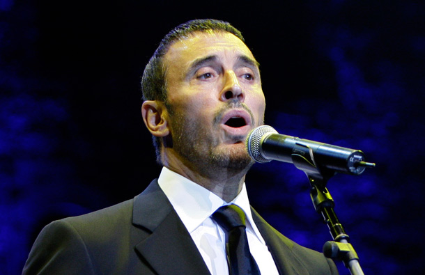 Iraqi singer Kazem al-Saher performs during a concert in the historic Beiteddine Palace in Beiteddine, near Beirut, Lebanon. (AP)