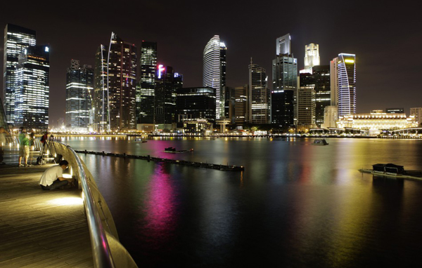 Singapore, Singapore: The skyscrapers of Singapore's central business district are pictured before Earth Hour. (REUTERS)