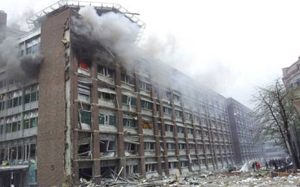 The building in Oslo, Norway, after the blast. (Reuters)