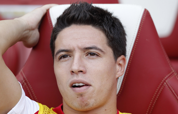 Arsenal's Samir Nasri awaits kick off of the Emirates Cup football match Red Bulls vs Arsenal at the Emirates Stadium in London. (AFP)