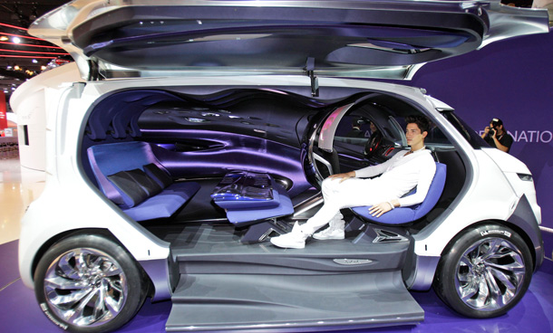 The design car Citroen Tubik is on display at the Frankfurt Auto Show IAA in Frankfurt, Germany. The fair opens its doors to the public from Sept.15 through Sept. 25, 2011. (AP)