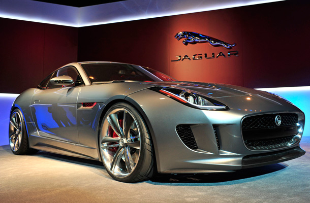 The Jaguar C-X16 concept car is displayed in Frankfurt/M western Germany at the Palais Thurn und Taxis during a presentation ahead of the international car show IAA, running from September 15 to 25. (AFP)