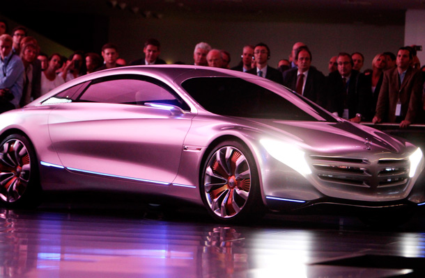 The Mercedes-Benz F125 concept car is presented at the 64th Frankfurt Auto Show in Frankfurt, Germany. The fair opens its doors to the public from Sept. 15 through Sept. 25, 2011. (AP)