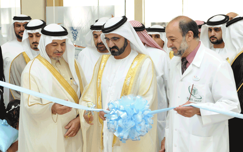 Sheikh Mohammedm inaugurates the Saudi-German Hospital in Dubai. (WAM)