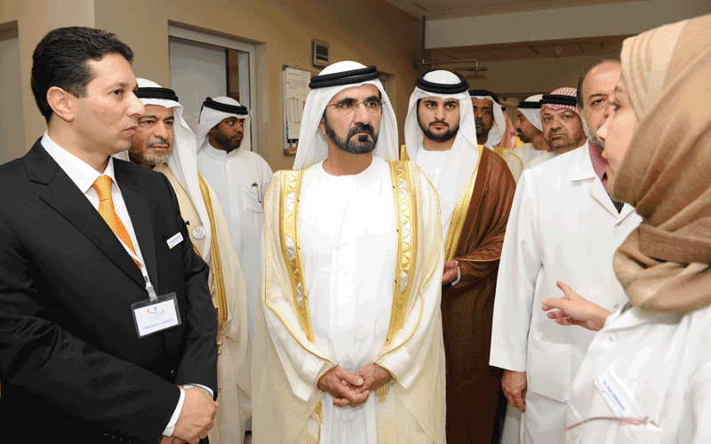 Sheikh Mohammedm inaugurates the Saudi-German Hospital in Dubai. (WAM)