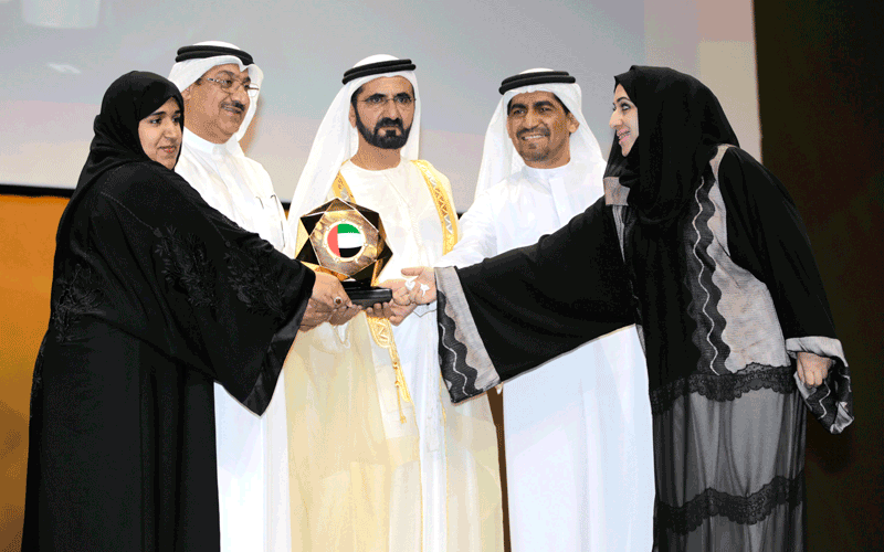 Sheikh Mohammed honours winners of the Sheikh Khalifa Government Excellence Programme (Wam)