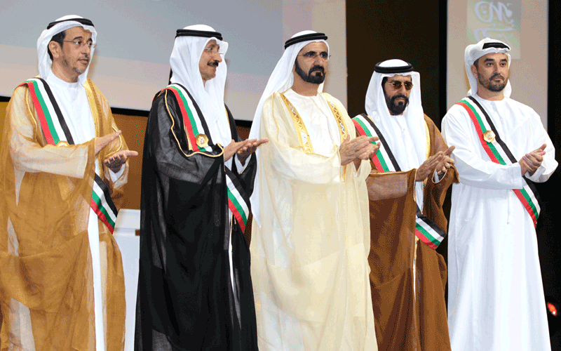 Sheikh Mohammed honours winners of the Sheikh Khalifa Government Excellence Programme (Wam)