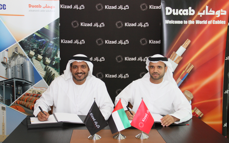 Khaled Salmeen, CEO of Kizad, and Jamal Salem Al Dhaheri, Ducab’s Chairman, at the signing of the agreement.