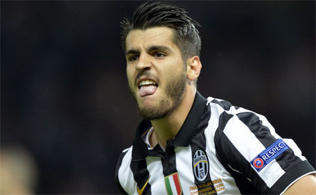 Juventus' Spanish forward Alvaro Morata celebrates after scoring the equaliser during the UEFA Champions League Final football match between Juventus and FC Barcelona at the Olympic Stadium in Berlin on June 6, 2015. (AFP)