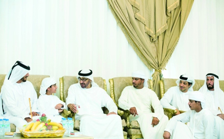 His Highness Sheikh Mohamed bin Zayed Al Nahyan visited the mourning majlises of martyrs. (Wam)