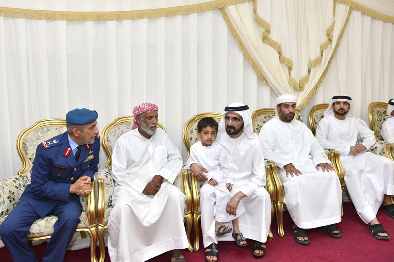 Sheikh Mohammed in Rashid Al Maktoum offered his condolences on the death of Emirati serviceman Saeed Salem Masoud Al Seraidi in Fujeirah on Thursday. (Wam)