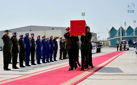 A special military honour attended by senior armed forces' officers was held for the nation's martyr Hamoud Ali Saleh Al Ameri. (Wam)