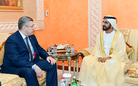 His Highness Sheikh Mohammed bin Rashid Al Maktoum receives Giorgi Kvirikashvili, Prime Minister of the Republic of Georgia (Wam)