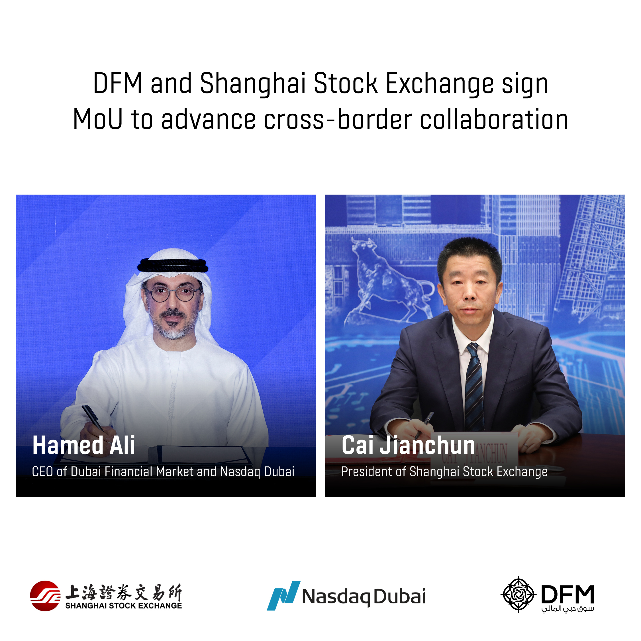 Dubai Financial Market and Shanghai Stock Exchange sign MoU to advance