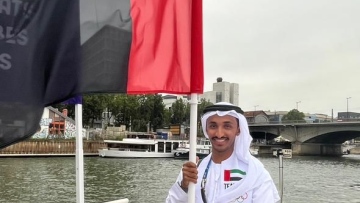 Photo: Omar Al Marzouqi raises UAE's flag during Paris 2024 Olympic Games opening ceremony, marking a proud moment for the nation