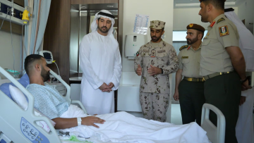 Photo: Hamdan bin Mohammed visits injured UAE Armed Forces servicemen at Zayed Military Hospital