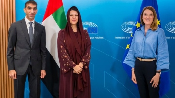 Photo: European Parliament President Roberta Metsola receives Reem Al Hashimy, Thani Al Zeyoudi