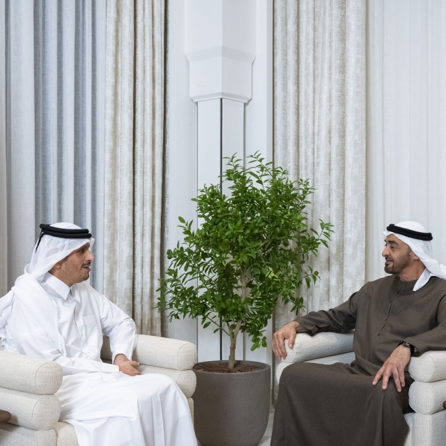 Photo: UAE President receives Qatari Prime Minister