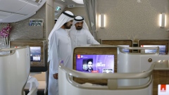 Photo: Mohammed bin Rashid reviews Emirates’ new A350 at Dubai International Airport