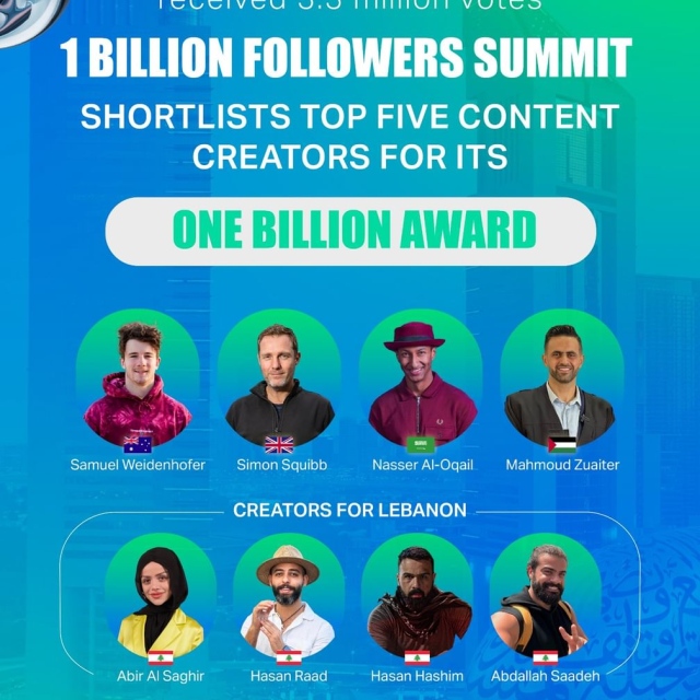 Photo: 1 Billion Followers Summit shortlists top five content creators for its One Billion Award