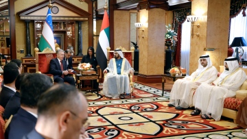 Photo: Mohammed bin Rashid and President of Uzbekistan discuss ways to enhance bilateral cooperation