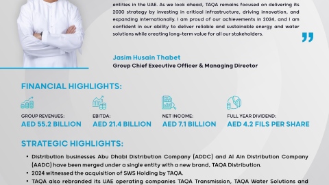 Photo: TAQA Group Reports AED 7.1 Billion Net Income and AED 55.2 Billion Revenue for 2024