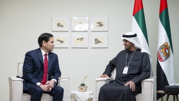 Photo: During meeting with US Secretary of State, UAE President reaffirms stance opposing displacement of Palestinian people