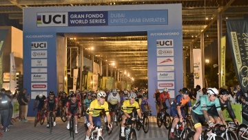 Photo: Thousands of cyclists pedal the streets of Dubai in the 15th spinneys Dubai 92 cycle challenge 2025