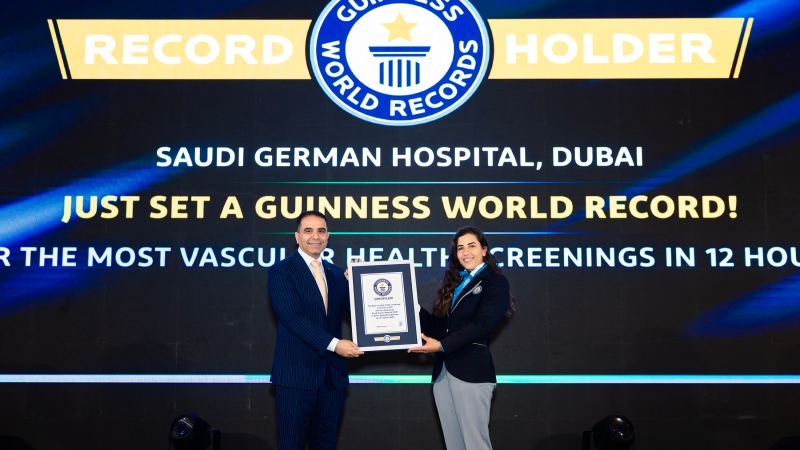 Photo: Saudi German Hospital Dubai Sets Guinness World Record for Vascular Health Screenings