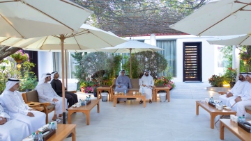 Photo: Mohammed bin Rashid meets with Mansour bin Zayed at Al Marmoom