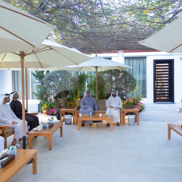 Photo: Mohammed bin Rashid meets with Mansour bin Zayed at Al Marmoom